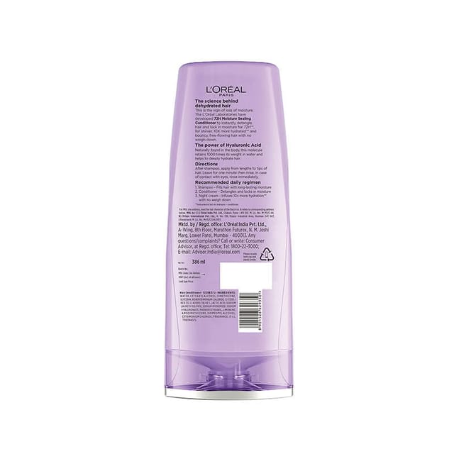 LOREAL PARIS HYALURON MOISTURE 72H MOISTURE SEALING CONDITIONER FOR DRY & DEHYDRATED HAIR 386 ML