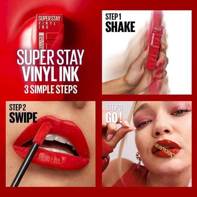 MAYBELLINE NEW YORK SUPER STAY VINYL INK LIQUID LIPSTICK PIGMENTED COLOR & INSTANT SHINE TEMPTING 4.2 ML