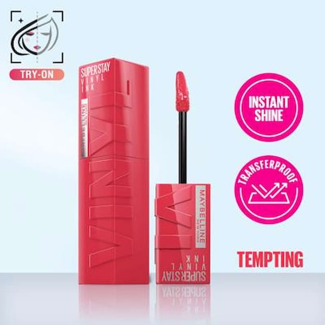 MAYBELLINE NEW YORK SUPER STAY VINYL INK LIQUID LIPSTICK PIGMENTED COLOR & INSTANT SHINE TEMPTING 4.2 ML