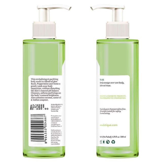 BIOTIQUE BASIL & PARSLEY REVITALIZING BODY WASH 200ML
