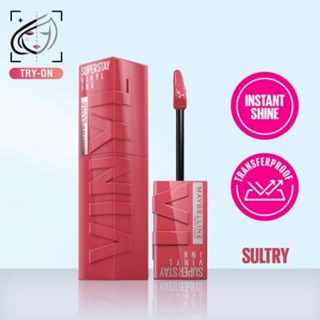 MAYBELLINE NEW YORK SUPER STAY VINYL INK LIQUID LIPSTICK PIGMENTED COLOR & INSTANT SHINE SULTRY 4.2 ML