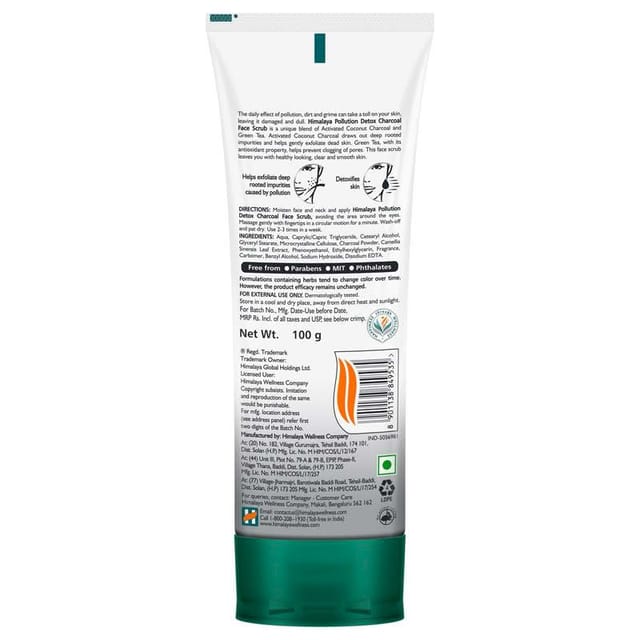 HIMALAYA POLLUTION DETOX CHARCOAL FACE SCRUB 100G