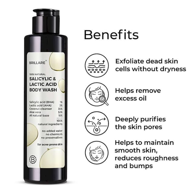 BRILLARE SALICYLIC & LACTIC ACID BODY WASH 200ML