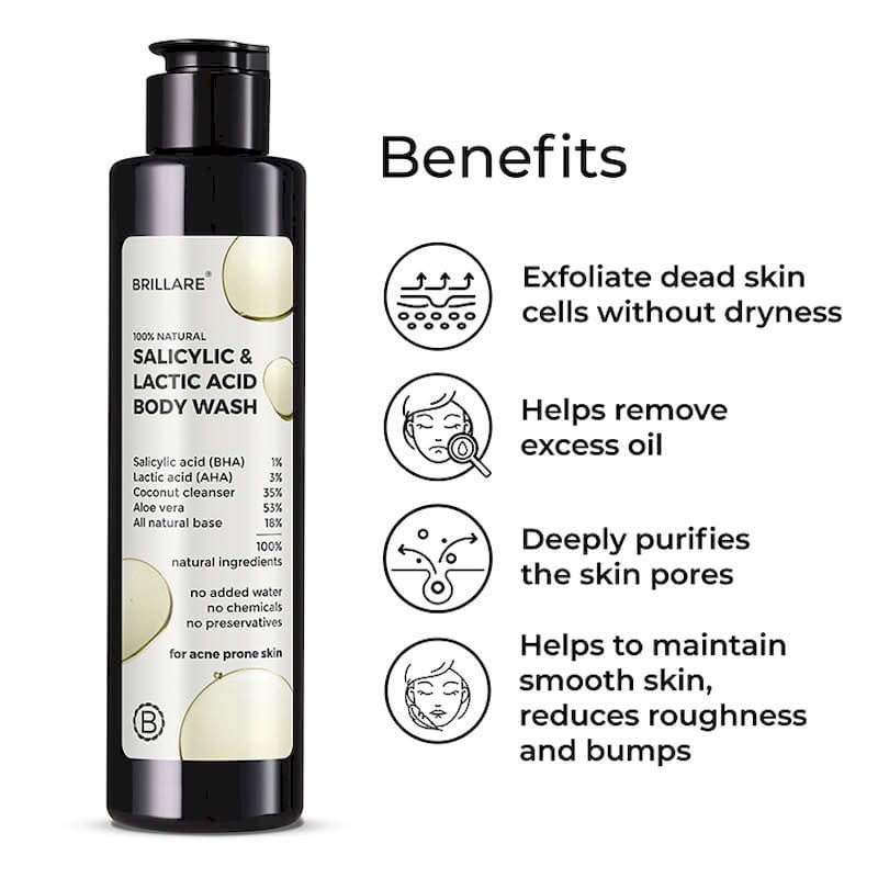 BRILLARE SALICYLIC & LACTIC ACID BODY WASH 200ML