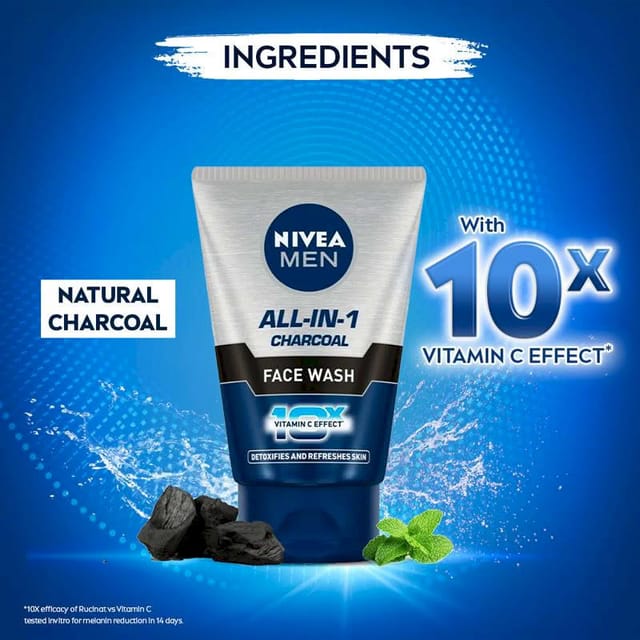 NIVEA MEN ALL IN ONE CHARCOAL FACE WASH 50GM
