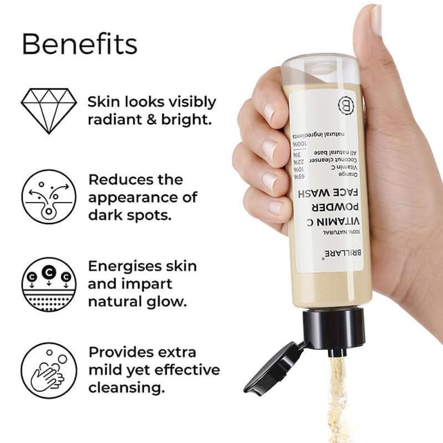BRILLARE VITAMIN C POWDER FACE WASH FOR GLOWING BRIGHT LOOKING SKIN 30 G