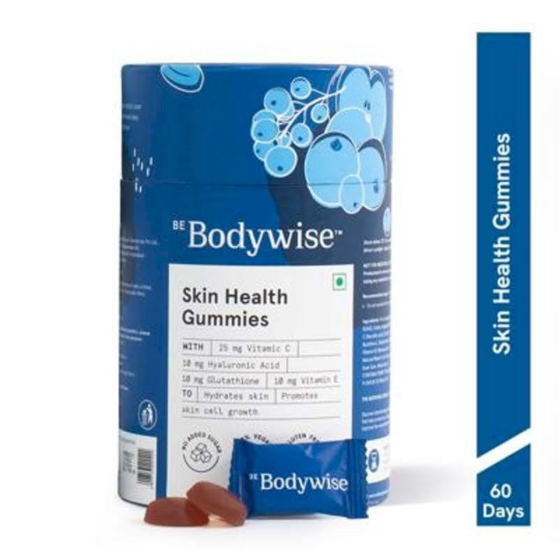 BE BODYWISE VITAMIN C SKIN HEALTH GUMMIES FOR HYDRATED- GLOWING SKIN WITH HYALURONIC ACID- VITAMIN E(60 GUMMIES)