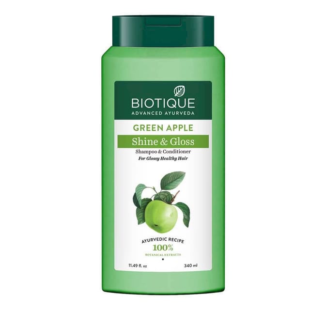 BIOTIQUE GREEN APPLE SHINE & GLOSS SHAMPOO WITH CONDITIONER 340 ML