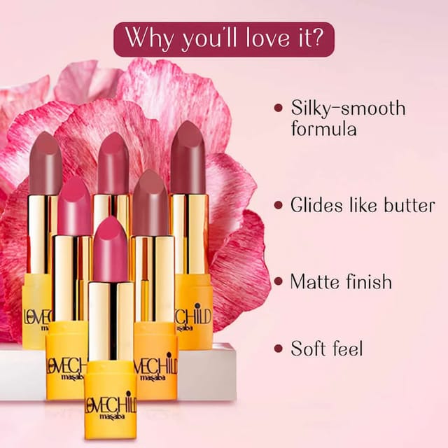LOVE CHILD MASABA RANI CORE LUXE MATTE LIPSTICK - PERI-PERI PINK