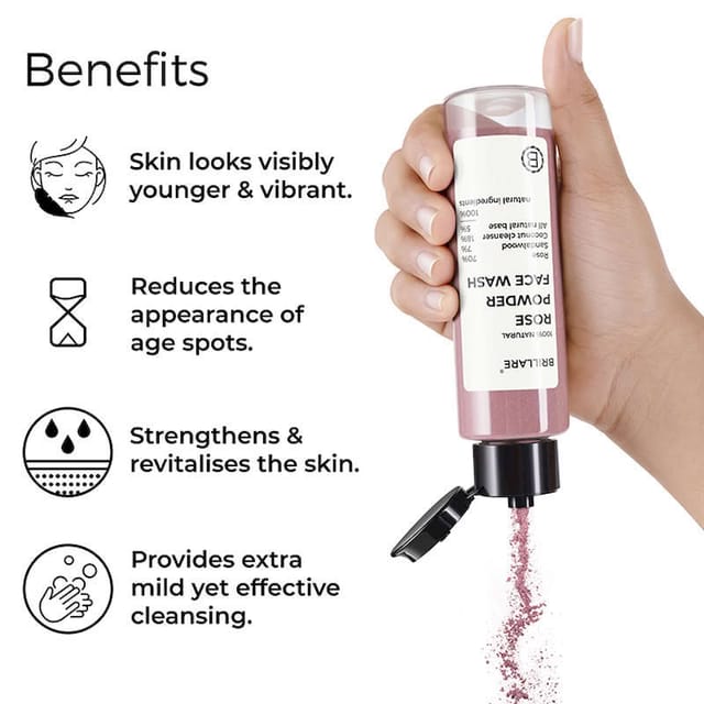 BRILLARE ROSE POWDER FACE WASH FOR WELL HYDRATED YOUNGER LOOKING SKIN 30G