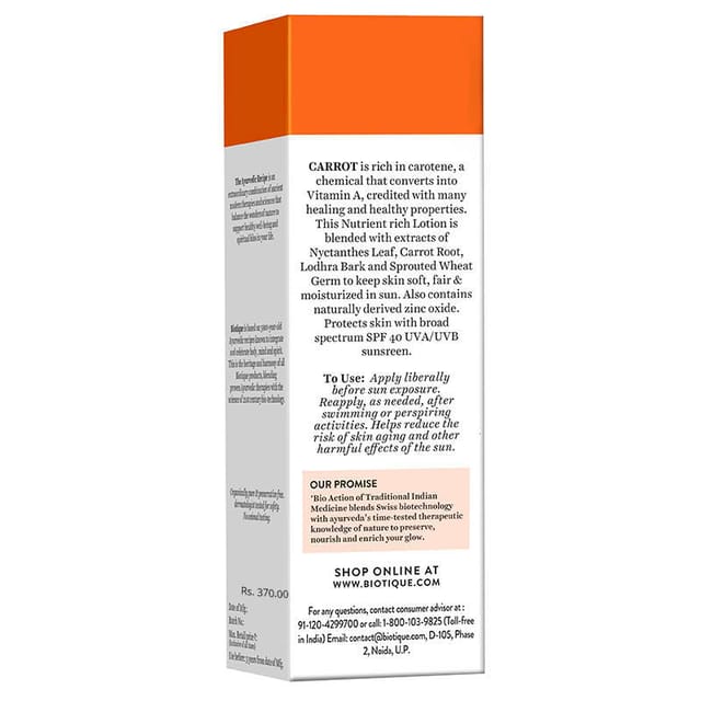 BIO CARROT 40+SPF SUNSCREEN LOTION 120ML